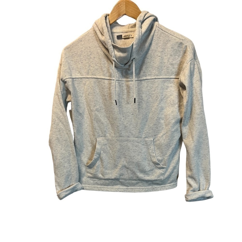 ROXY Cream Shirt Fit Back Cross Over Hooded Pullover Sweatshirt XS